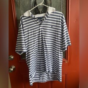 Ralph Lauren White & Navy Horizontal Stripe Polo